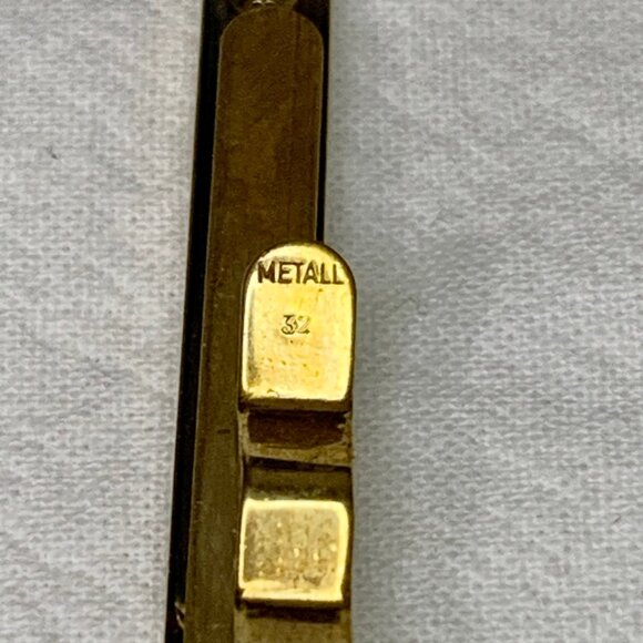 VTG 8k Karat Gold Plated Tie Bar Clip Art Deco Modernist Style German 333 Metall - Picture 2 of 4